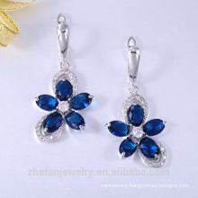 Alibaba fashion silver cz crystal gemstone gold plated earrings for bridal